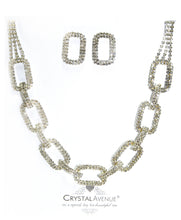 Load image into Gallery viewer, Gold Rhinestone Chain Necklace & Earring Set