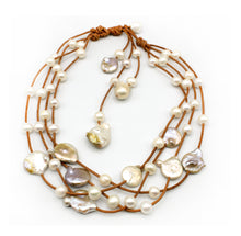 Load image into Gallery viewer, HC Handmade Freshwater White Pearls Necklace 25" to 30"