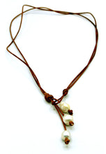 Load image into Gallery viewer, HC Three Cluster Drop White Freshwater Pearl Necklace