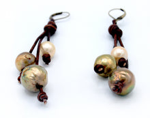 Load image into Gallery viewer, HC Three Drop Freshwater And Tahitian Pearl Earrings