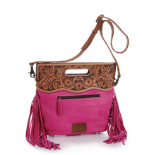 Load image into Gallery viewer, American Darling Cowhide with Tooled Leather and Pink Fringe