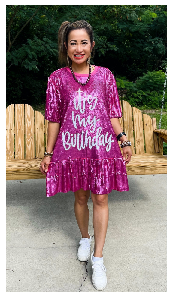 It s My Birthday Sequin Flounce Dress