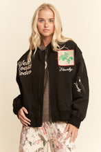 Load image into Gallery viewer, Davi &amp; Dani - WEST COAST RODEO EMBROIDERED BOMBER JACKET BLACK
