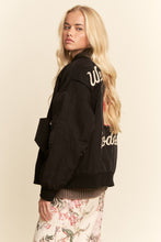 Load image into Gallery viewer, Davi &amp; Dani - WEST COAST RODEO EMBROIDERED BOMBER JACKET BLACK
