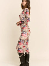 Load image into Gallery viewer, Davi &amp; Dani - Floral Long Sleeve Mesh Midi Dress
