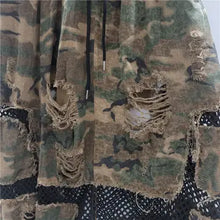 Load image into Gallery viewer, HCB - Hollow Mesh Camouflage Patchwork Cropped Pants
