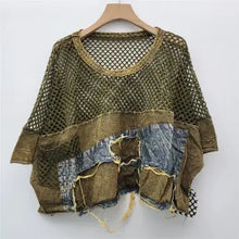 Load image into Gallery viewer, HCB - Mesh &amp; Denim Patchwork Tee – Summer Street Style
