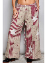 Load image into Gallery viewer, Pol -  Red Striped Lace Star Patchwork Quilted Pants
