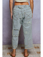 Load image into Gallery viewer, Pol - High Rise Ankle Length Distressed Pinstripe Jeans
