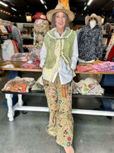 Load image into Gallery viewer, A Rare Bird - Green and Cream Vintage Vest
