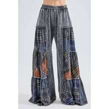 Load image into Gallery viewer, J. Her - Mineral Washed Tiered Plaid Wide Flare Pants
