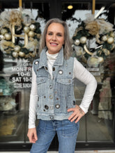 Load image into Gallery viewer, Oli &amp; Hali - Grommet Embellished Sleeveless Jean Jacket
