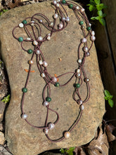 Load image into Gallery viewer, HC Handmade Pearl - Fishing Rod Pink Pearls With Jade Necklace  132"
