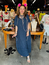 Load image into Gallery viewer, Karamel Collection - Linen Stripe Dress with Pockets - Navy
