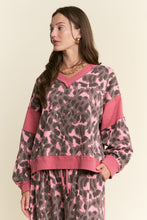 Load image into Gallery viewer, J.nna - Leopard Print V Neck Patchwork Sweater Top
