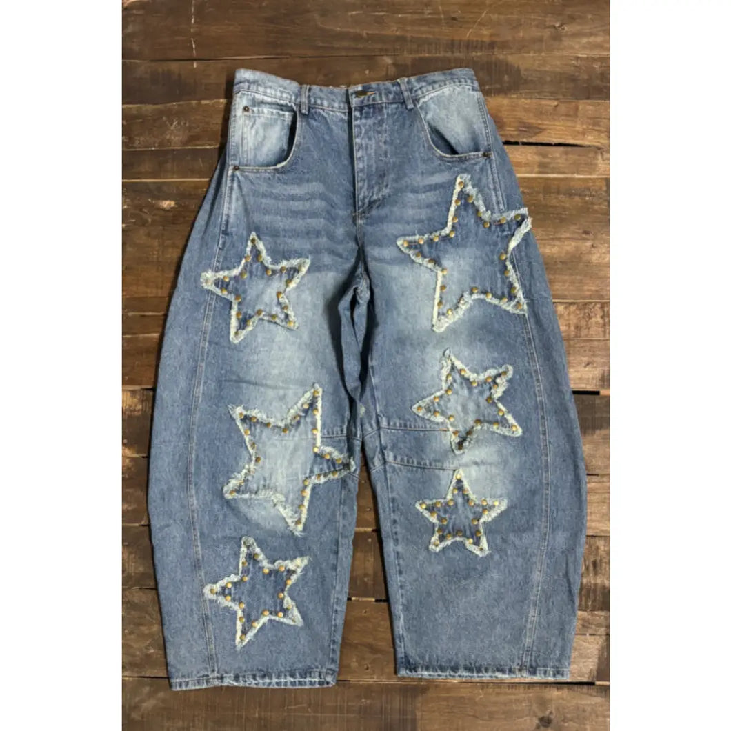 Jaded Gypsy - Star Studded Barrel Jeans