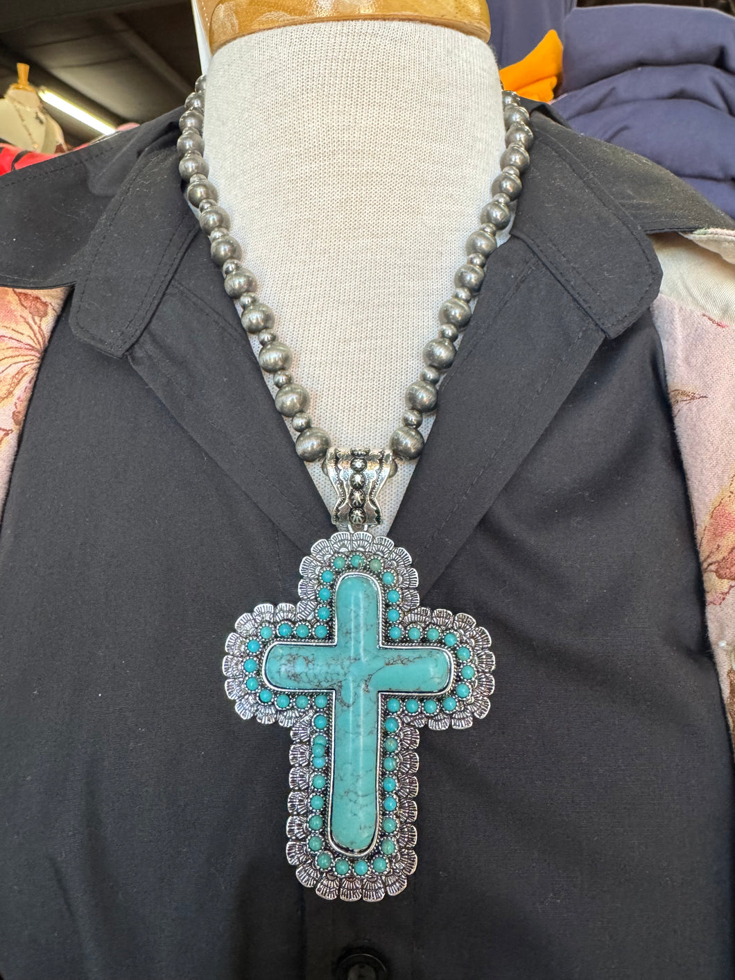 A Rare Bird- Western Cross Necklace-Silver