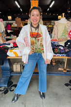 Load image into Gallery viewer, BLUEVELVET - CONTRAST WAFFLE &amp; PLAID FLORAL HOODIE JACKET - CREAM-PINK
