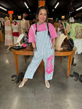 Load image into Gallery viewer, I Love Linen - Hot Pink Tiger Striped Overall
