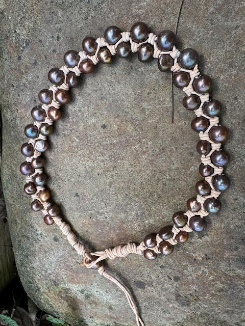 Two Strand natural Chocolate Fresh Water Pearl Necklace