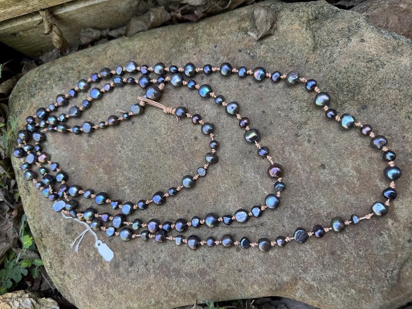 8 ways to wear 70” long black natural fresh water pearl necklace