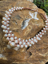 Load image into Gallery viewer, Three strand natural white fresh water pearl necklace
