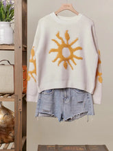 Load image into Gallery viewer, HCB - Cozy Knit Sweater with Bold Yellow Sun Patch
