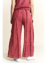 Load image into Gallery viewer, Mineral Wash Raw Outseam Wide Leg Pants
