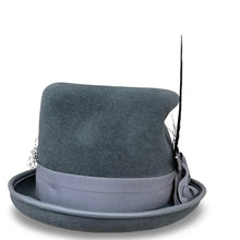 Load image into Gallery viewer, HC - Ashgrove - Petite Gray Victorian Style Furfelt Top Hat
