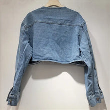 Load image into Gallery viewer, 3D Rose Cropped Denim Jacket Chic Casual Style
