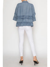 Load image into Gallery viewer, Origami - Lightweight Chambray Ruffle Detailed Jacket
