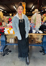 Load image into Gallery viewer, Karamel Collection - Black Silk Ruffle Skirt Fall Colors Skirt
