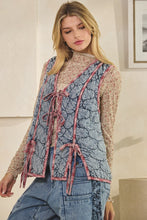 Load image into Gallery viewer, Oli &amp; Hali -Blue Washed Tie Front Quilted Detail Vest
