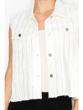 Load image into Gallery viewer, Origami - Stunning Denim Vest with Stripe Sparkle Designs - Ivory
