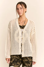 Load image into Gallery viewer, Davi &amp; Dani - Open Knit Crochet Button Front V-Neck Sweater
