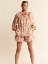 Load image into Gallery viewer, J.NNA - Plaid Zipper Long Sleeve Top

