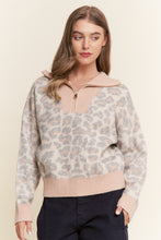 Load image into Gallery viewer, J.nna - Leopard Print Zipper Sweater Top
