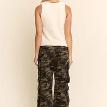 Load image into Gallery viewer, DAVI &amp; DANI - Camouflage French Terry Cargo Pockets Pants -  OLIVE CAMOUFLAGE
