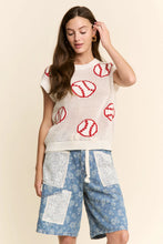 Load image into Gallery viewer, J.nna - Baseball Pattern Knit Top - Off White
