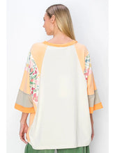 Load image into Gallery viewer, Raglan Top with Floral On the Sleeves
