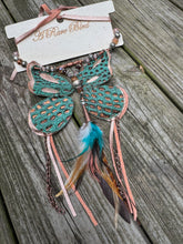 Load image into Gallery viewer, A Rare Bird-Teal Leather Butterfly Necklace
