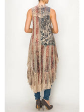 Load image into Gallery viewer, Origami - All Lace Hi Low VEST-Taupe/Pat Rose Red White and Blue
