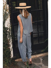 Load image into Gallery viewer, Oddi - Textured Knit Top &amp; Relaxed Pants Set - Dusty Blue
