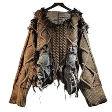 Load image into Gallery viewer, HCB - Textured Sweater with Denim Trim-Shacket
