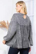 Load image into Gallery viewer, J. Her - Mineral Washed Babydoll Top With Pocket
