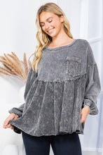 Load image into Gallery viewer, J. Her - Mineral Washed Babydoll Top With Pocket
