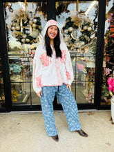 Load image into Gallery viewer, Jnna - Floral Jaquard Denim Wide Leg Bottoms

