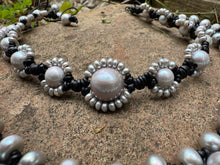 Load image into Gallery viewer, HC - Nine Sunflower Choker Silver Pearl 16"-18"
