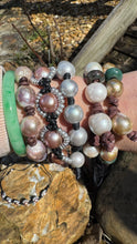 Load image into Gallery viewer, HC - Silver/Pink Pearls Sunflower Bracelet
