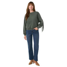 Load image into Gallery viewer, J.NNA - OLIVE FRINGE SWEATSHIRT
